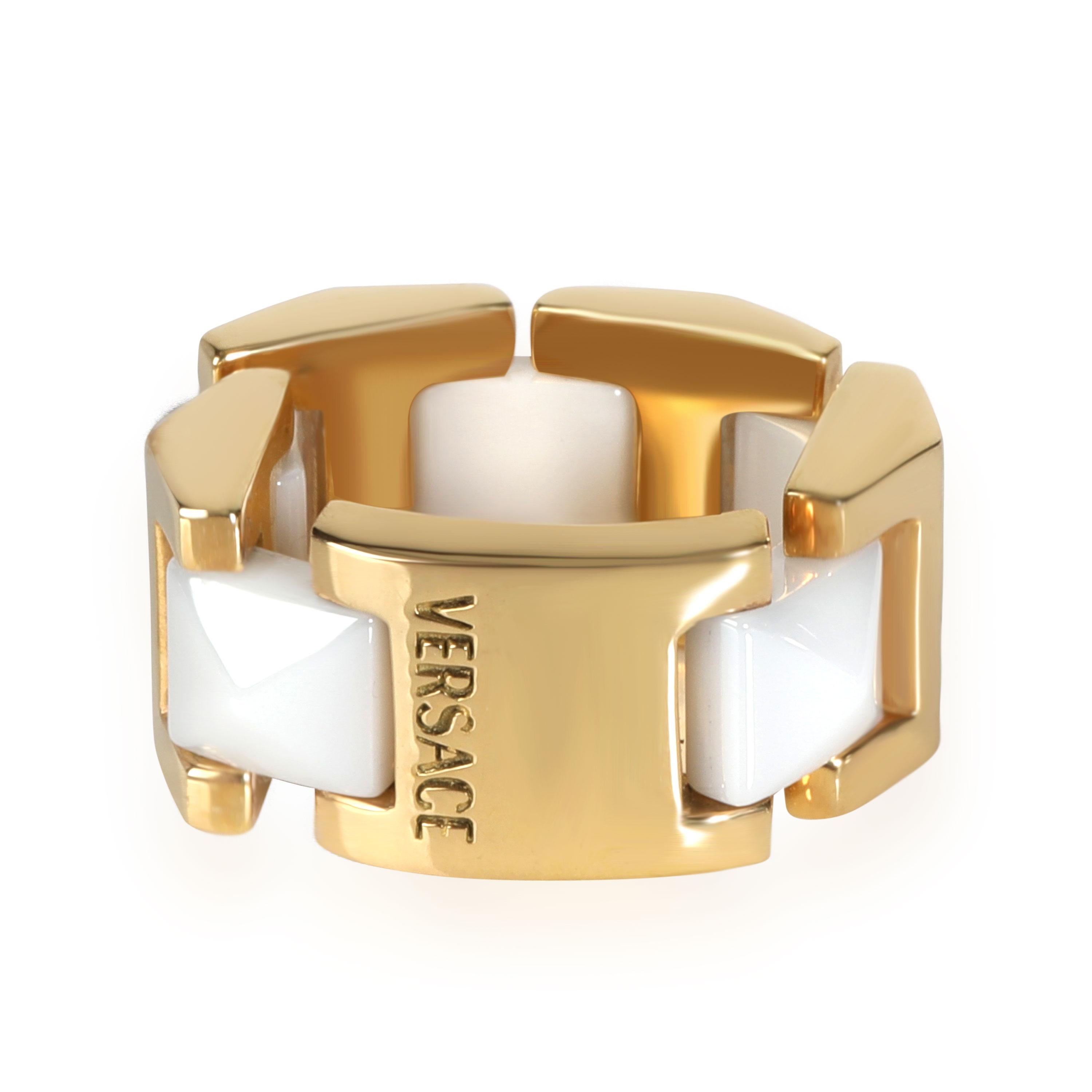Versace White Ceramic Pyramids Flexible Ring in 18K Yellow Gold

PRIMARY DETAILS
SKU: 111327
Listing Title: Versace White Ceramic Pyramids Flexible Ring in 18K Yellow Gold
Condition Description: Retails for 1800 USD. In excellent condition and
