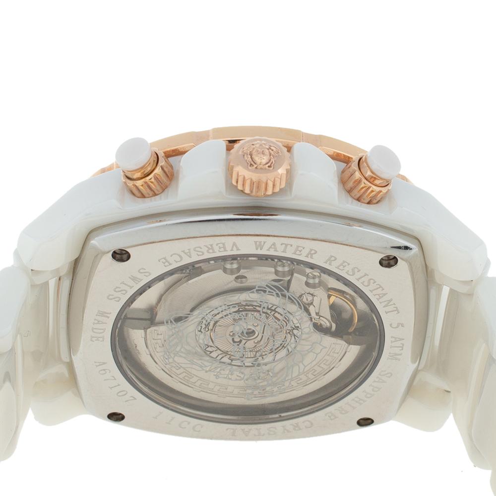 Women's Versace White Ceramic Rose Gold Plated Stainless Steel Unisex Wristwatch 40 mm
