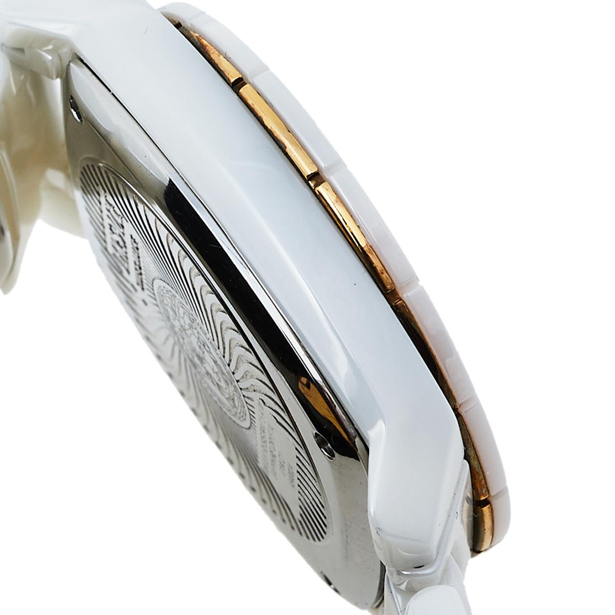 Versace White Ceramic Stainless Steel DV One 01A C1 Men's Wristwatch 41 mm In Fair Condition In Dubai, Al Qouz 2