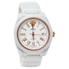 Versace White Ceramic Stainless Steel DV One 01A C1 Men's Wristwatch 41 mm