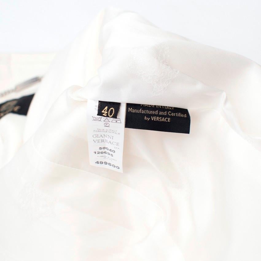 Versace White Cotton-blend Single-breasted Coat US 4 In Good Condition For Sale In London, GB