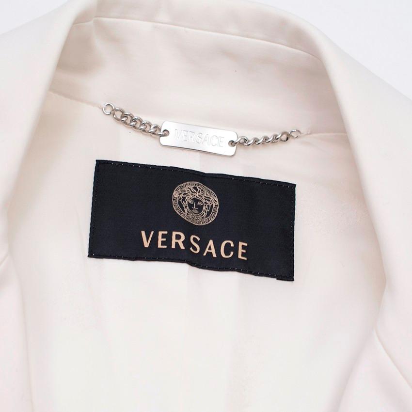 Versace White Cotton-blend Single-breasted Coat US 4 For Sale 3