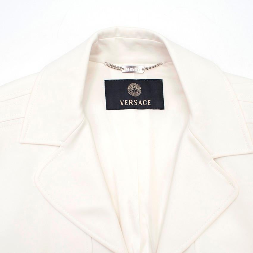 Versace White Cotton-blend Single-breasted Coat US 4 For Sale 4