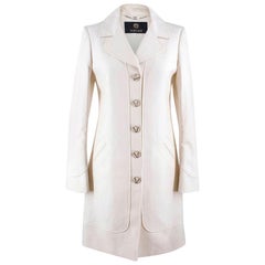Versace White Cotton-blend Single-breasted Coat US 4