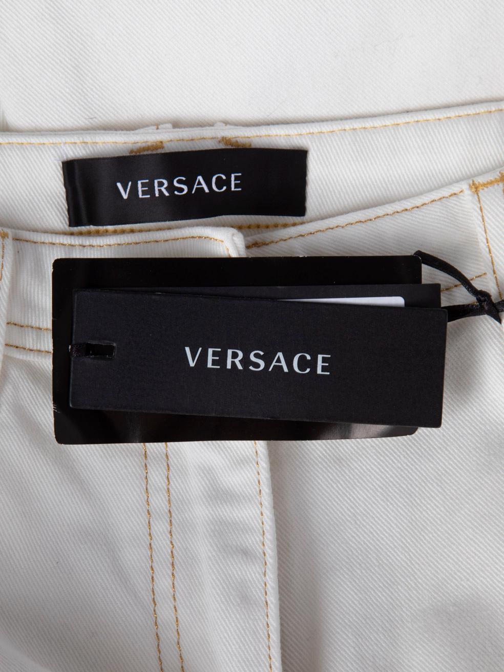 Versace White Denim Gold Stitch Jeans Size M 1