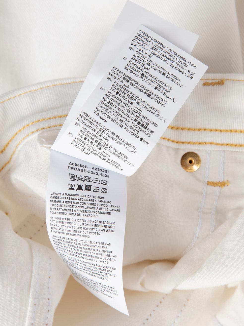 Versace White Denim Gold Stitch Jeans Size M 3