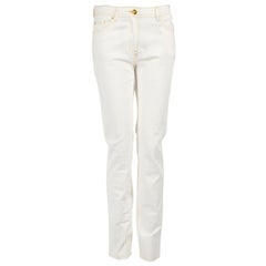 Versace White Denim Gold Stitch Jeans Size M