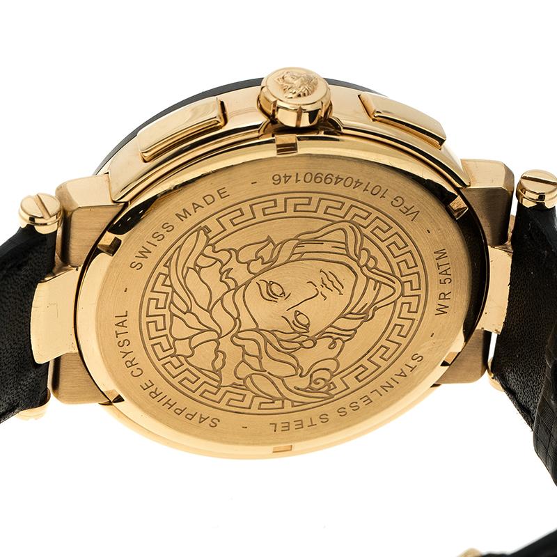 Contemporary Versace White Dial Gold Tone Stainless Steel Mystique VFG Sport Men's Wristwatch