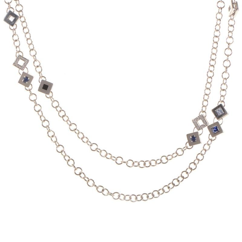 Women's Versace White Diamond and Gemstone 18 Karat White Gold Necklace