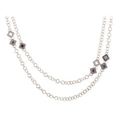 Versace White Diamond and Gemstone 18 Karat White Gold Necklace