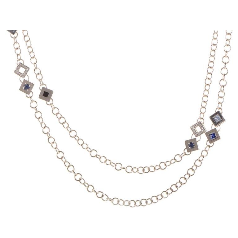 Versace White Diamond and Gemstone 18 Karat White Gold Necklace