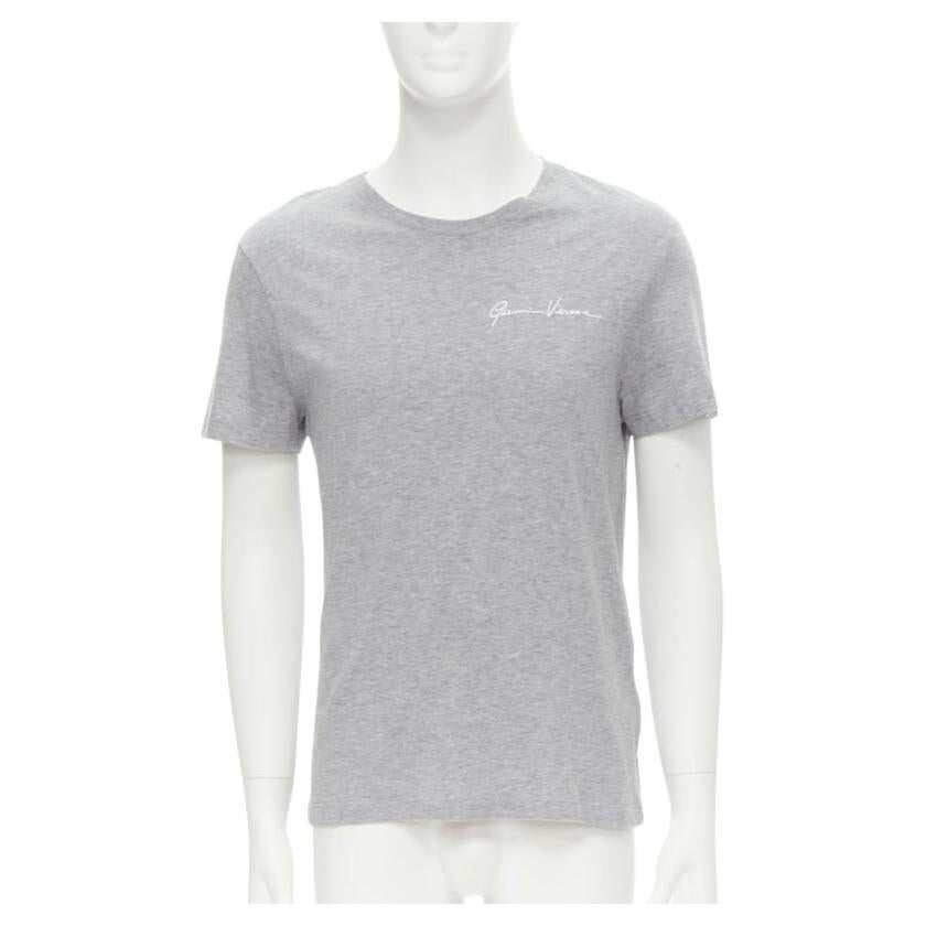 VERSACE white Gianni Signature logo embroidery grey tshirt Taylor Fit S For Sale