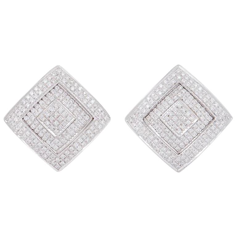 Versace White Gold Diamond Square Earrings 1 10 Carat For Sale At