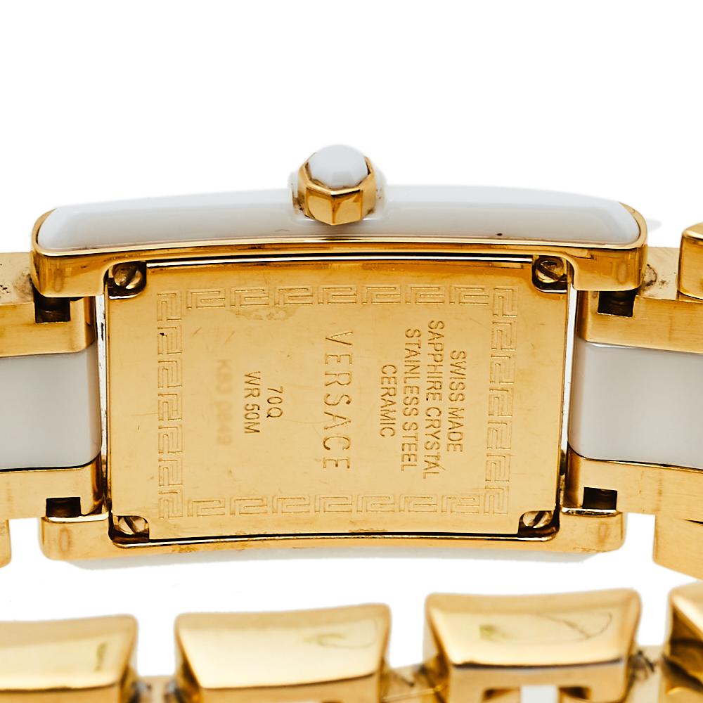 Versace White Gold Plated Stainless Steel Ceramic Era Women's Wristwatch 25 mm In Good Condition In Dubai, Al Qouz 2