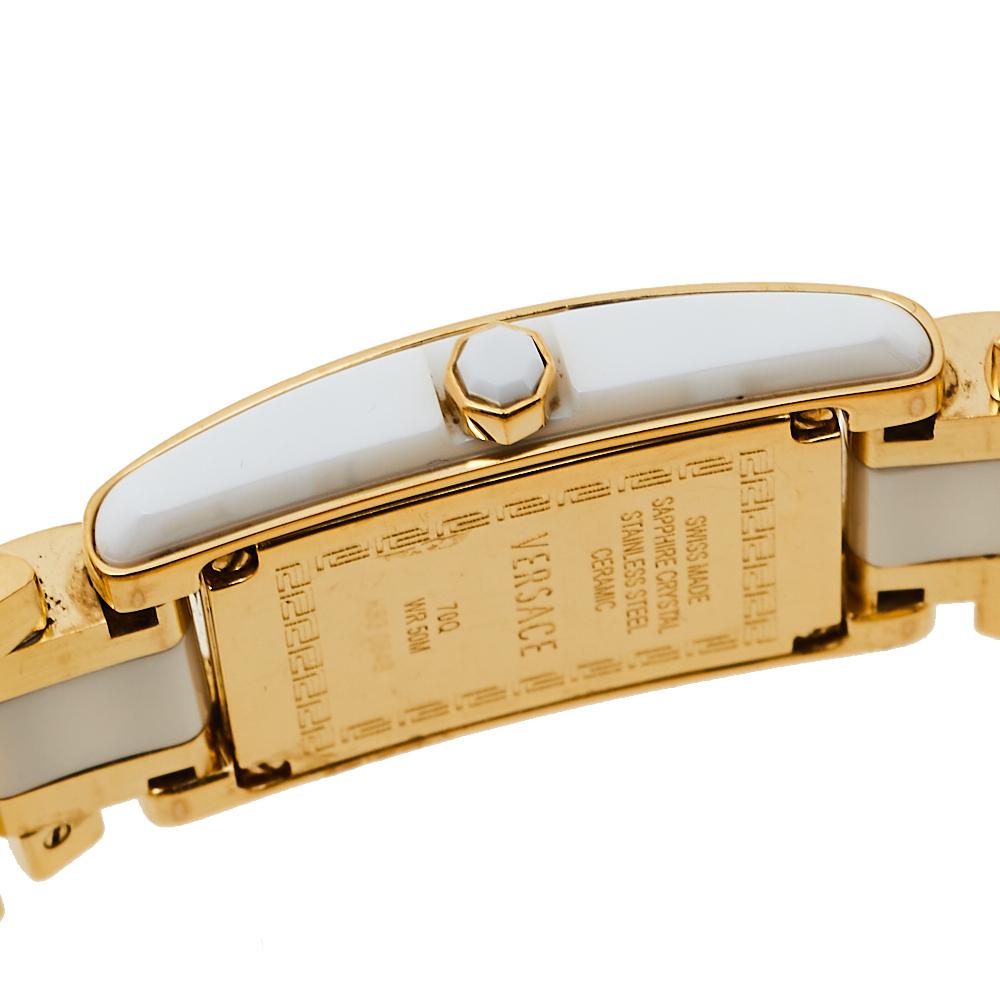 Versace White Gold Plated Stainless Steel Ceramic Era Women's Wristwatch 25 mm 1