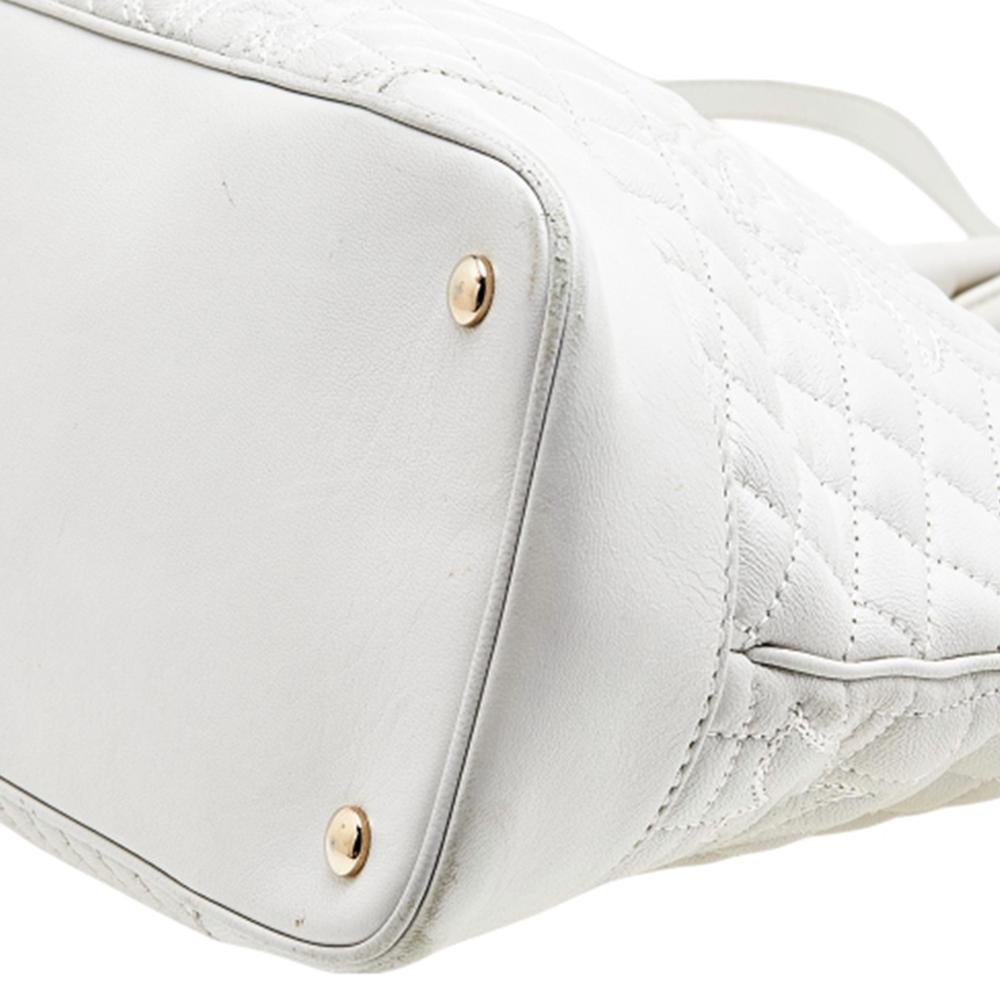 Versace White Leather Athena Barocco Vanitas Satchel 5