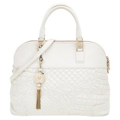 Versace White Leather Athena Barocco Vanitas Satchel