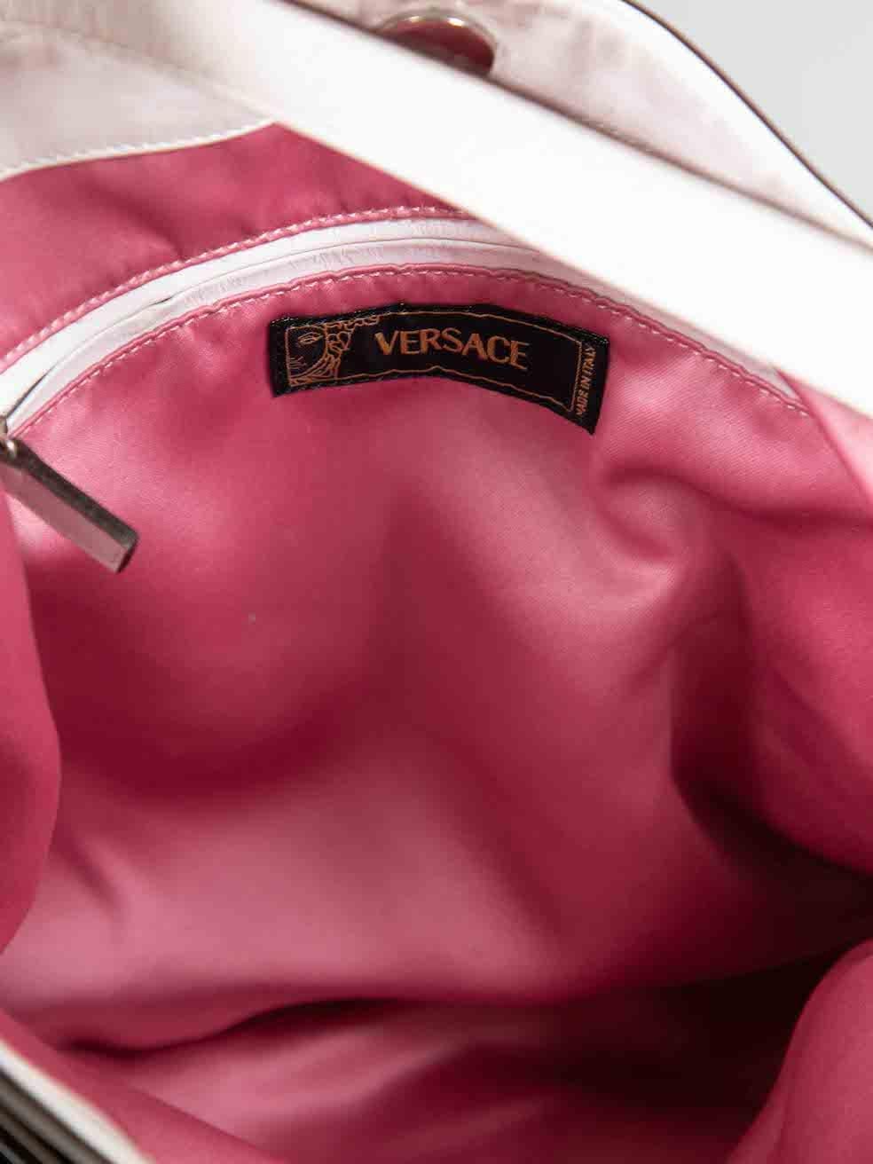 Versace White Leather Buckle Detail Shoulder Bag For Sale 1