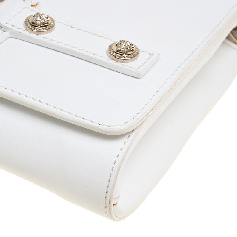 Versace White Leather Chain Clutch Bag 4