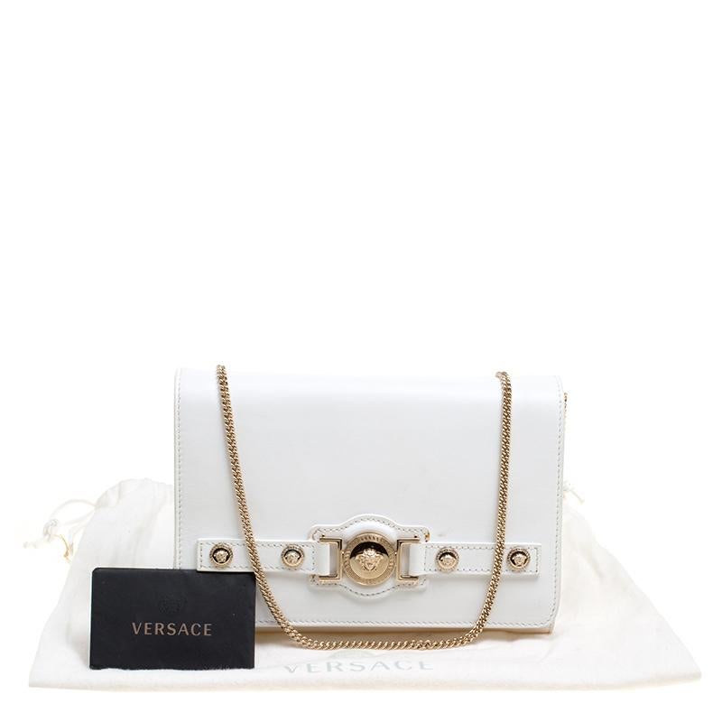 Versace White Leather Chain Clutch Bag 2