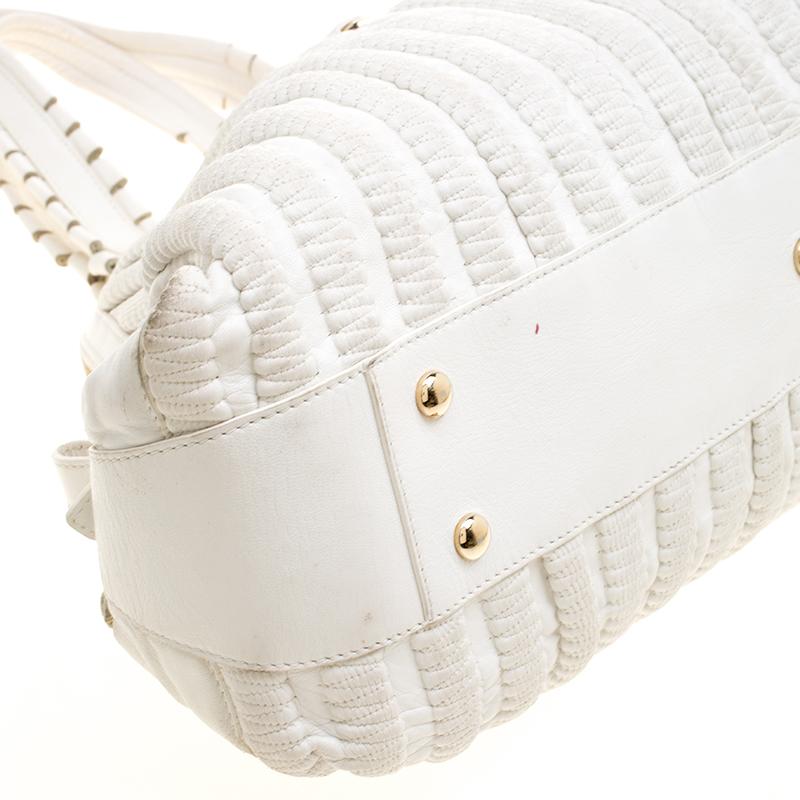 Versace White Leather Dome Satchel 6