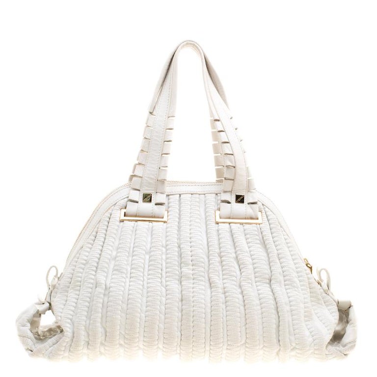 Versace White Leather Dome Satchel For Sale at 1stdibs