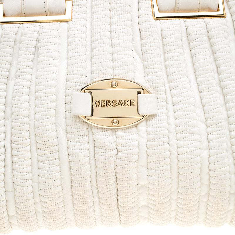 Versace White Leather Dome Satchel 1