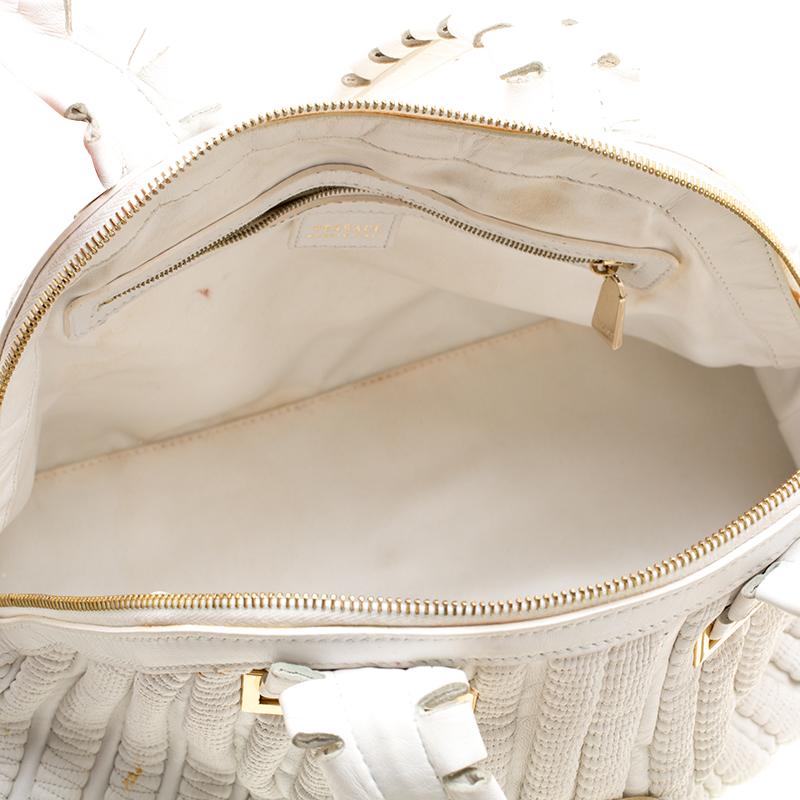 Versace White Leather Dome Satchel 2