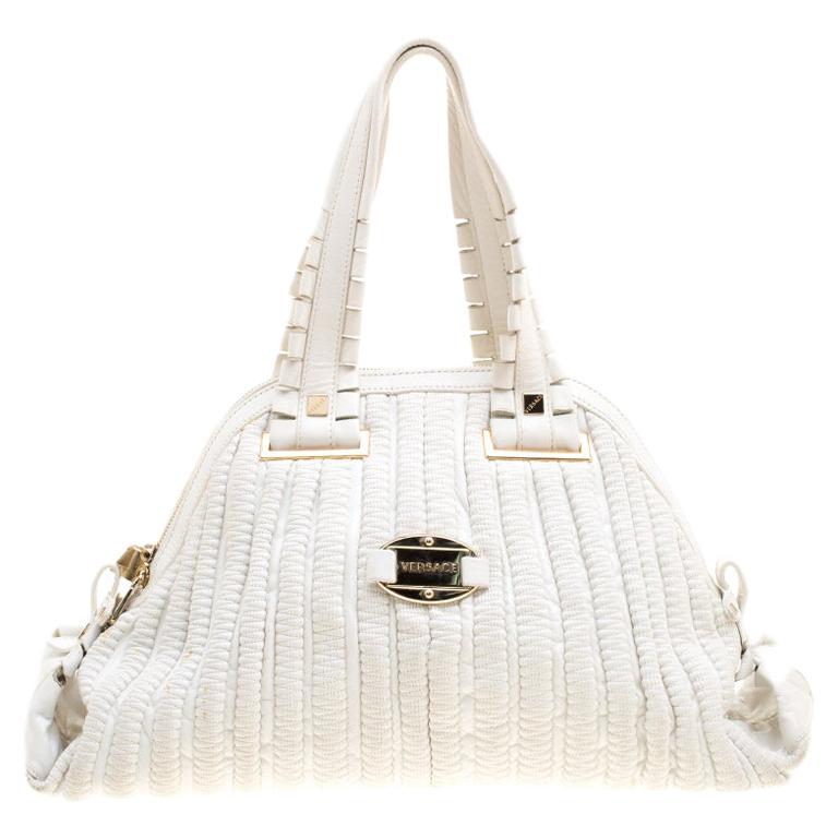 Versace White Leather Dome Satchel