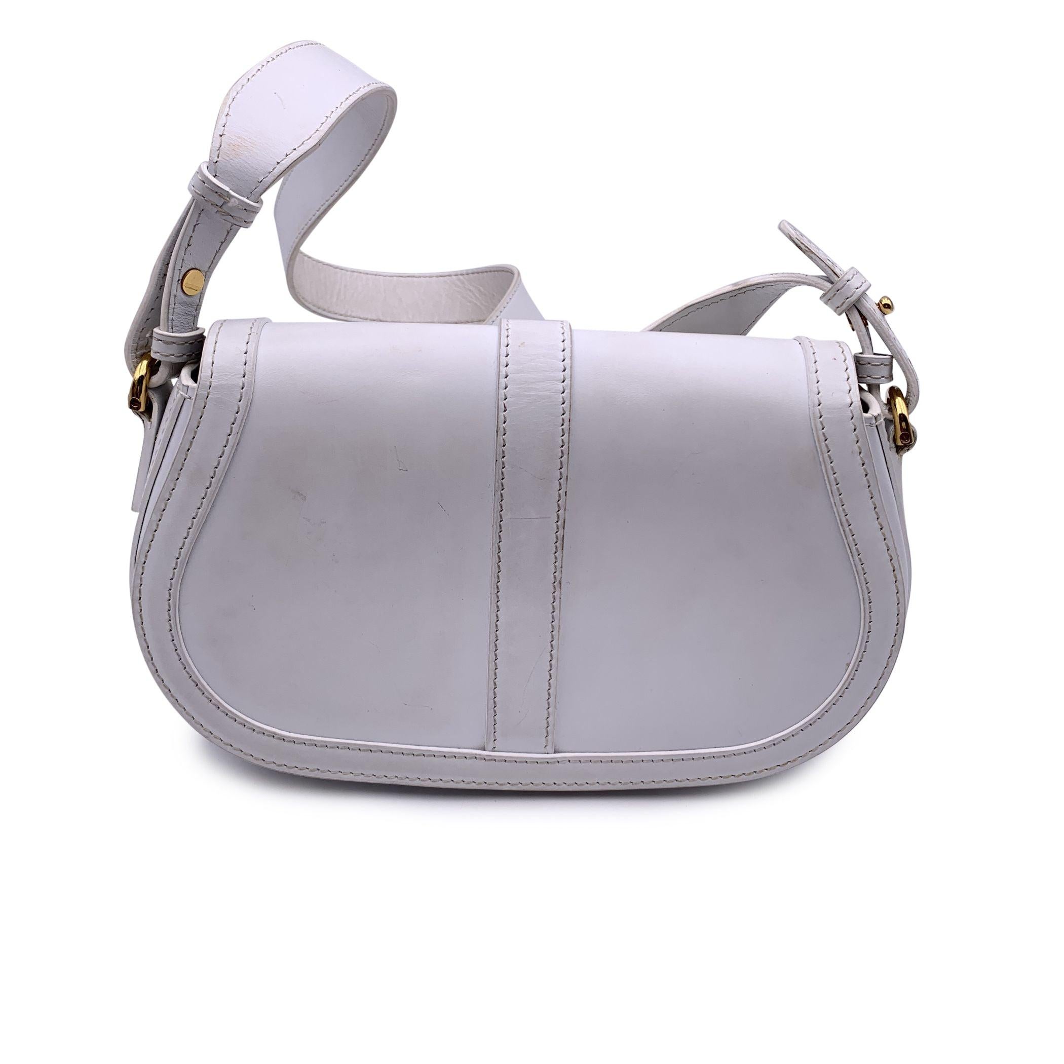 Gray Versace White Leather Greca Goddess Shoulder Bag Handbag For Sale