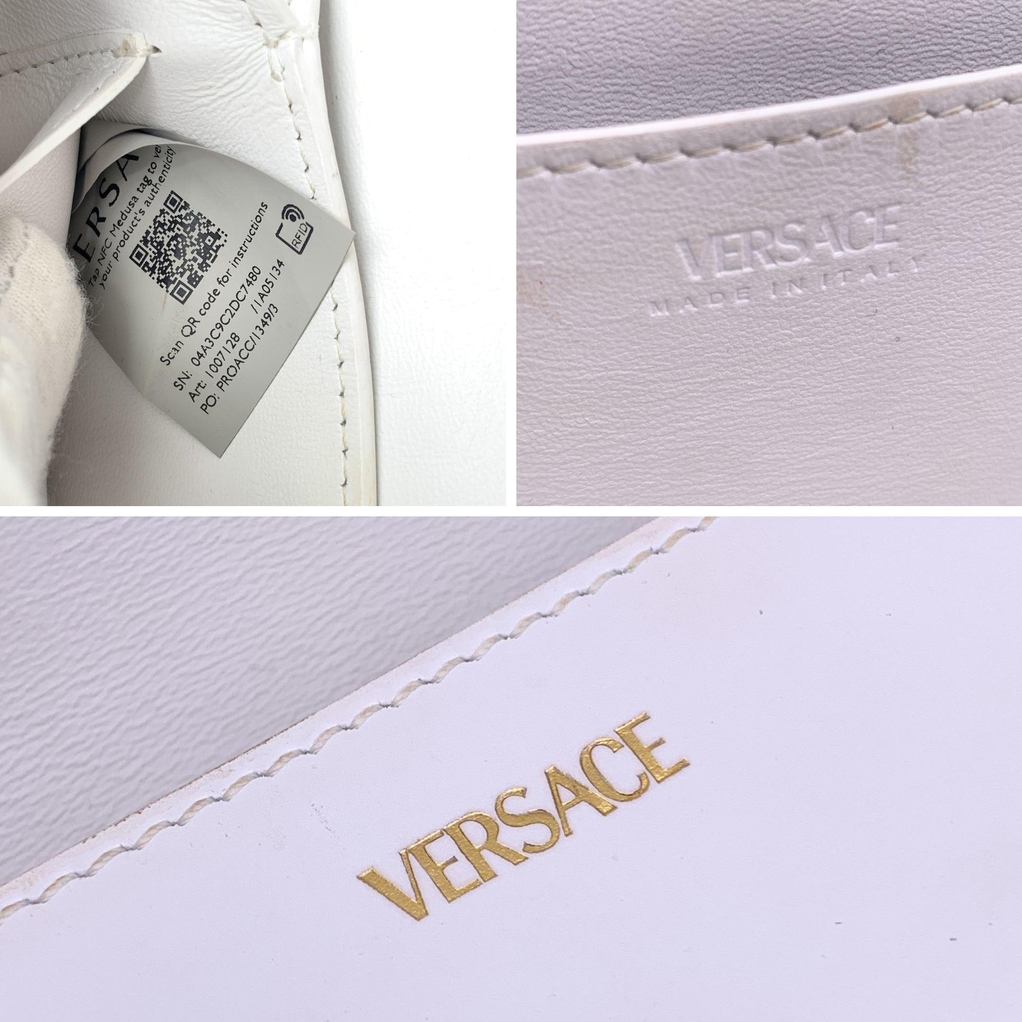 Women's Versace White Leather Greca Goddess Shoulder Bag Handbag For Sale