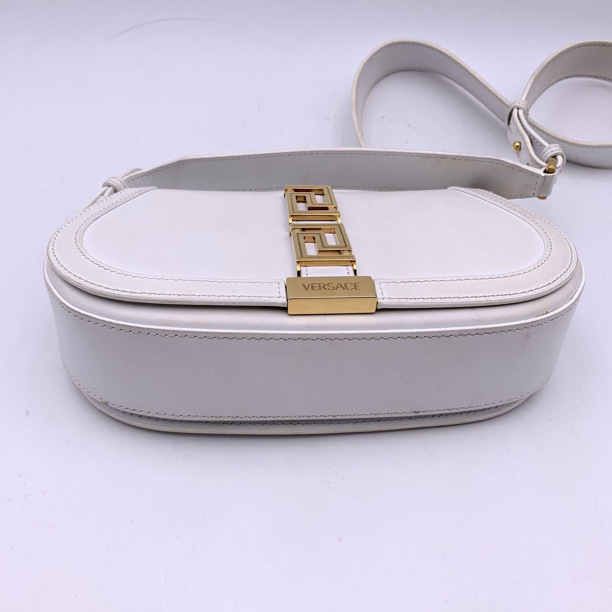 Versace White Leather Greca Goddess Shoulder Bag Handbag For Sale 1