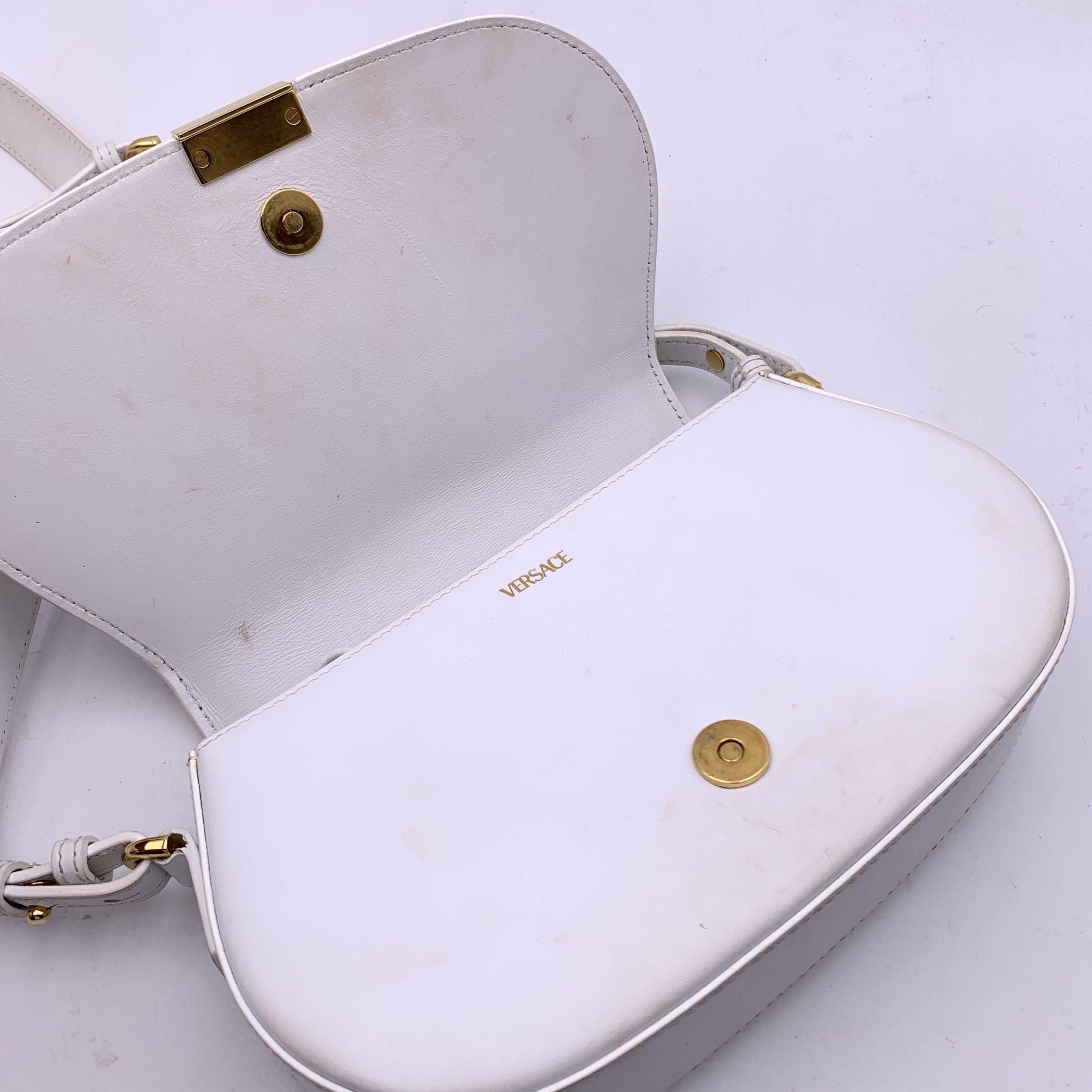 Versace White Leather Greca Goddess Shoulder Bag Handbag For Sale 2