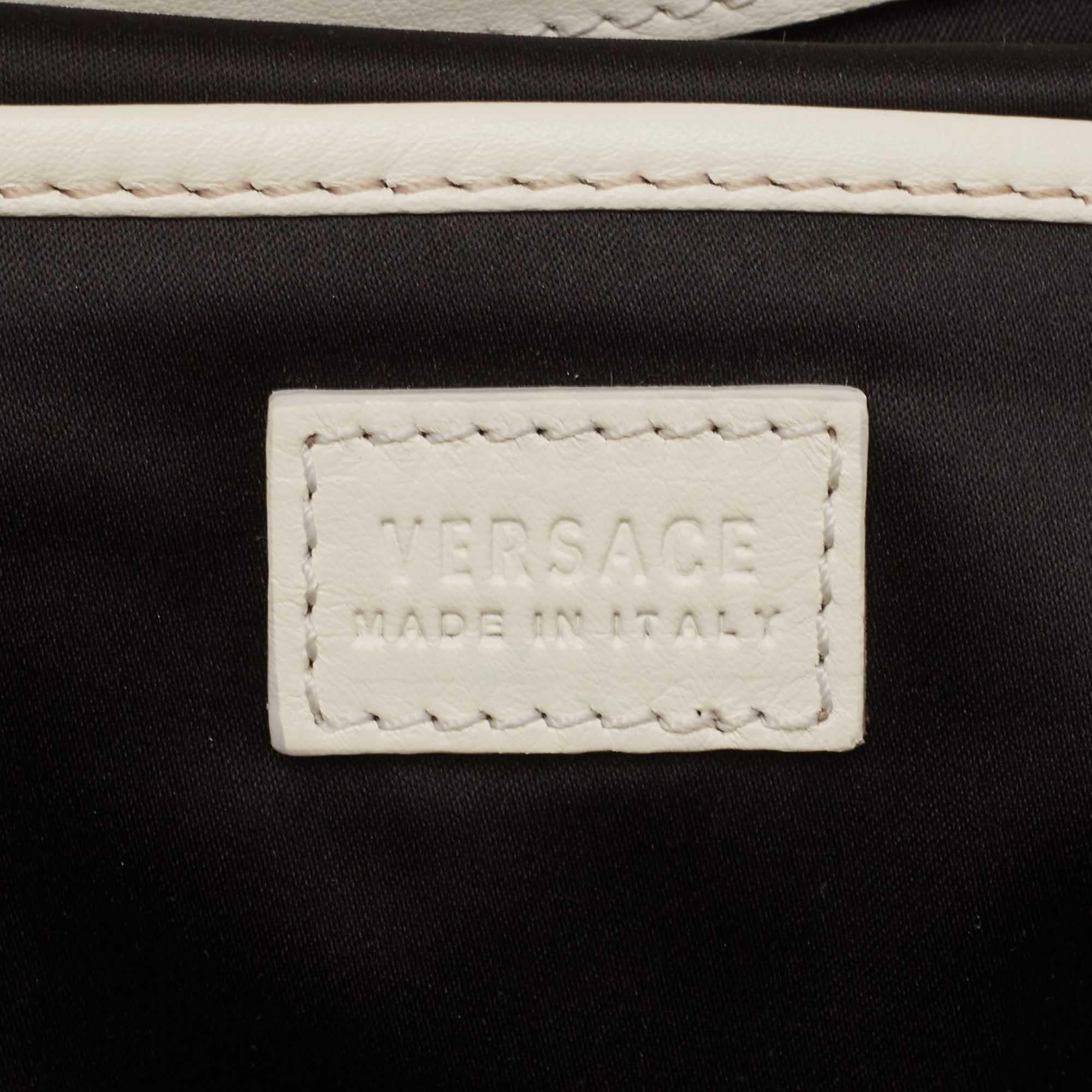 Versace White Leather Large Medusa Medallion Tote For Sale 3