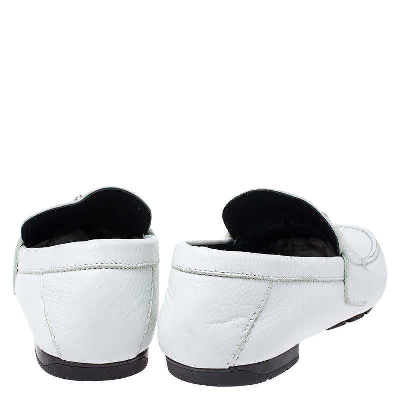 white leather loafers