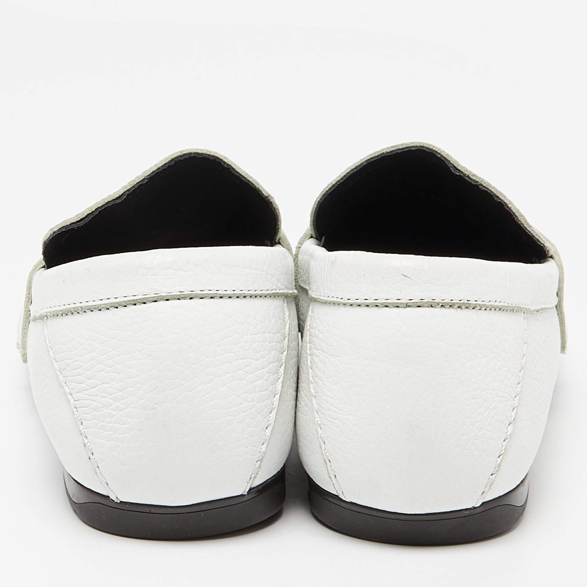 Versace White Leather Medusa Detail Slip On Loafers Size 43 2