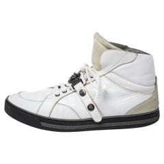 Used Versace White Leather Medusa High Top Sneakers Size 45