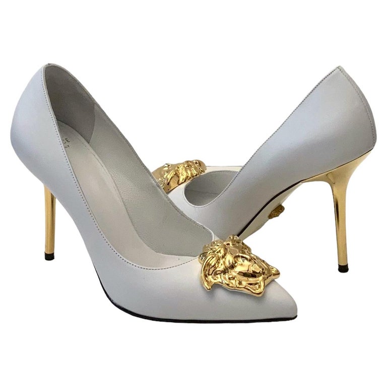 Versace White Leather Medusa Pumps For Sale at 1stDibs | versace white heels,  white versace heels, aldo medusa heels