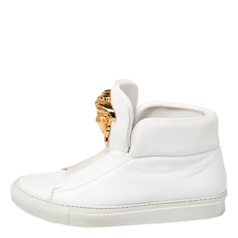 Versace White Leather Medusa Slip On High Top Sneakers Size 36 at 1stDibs |  versace white medusa shoes, versace medusa sneakers
