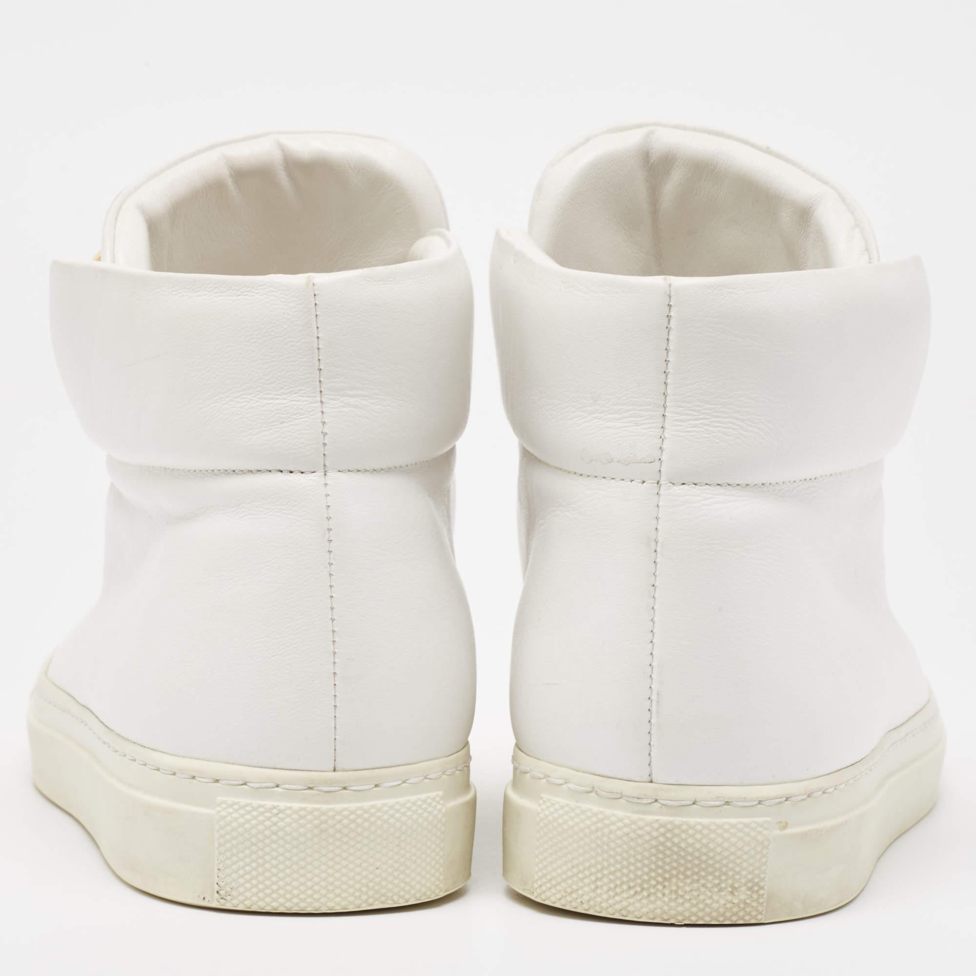 Versace White Leather Palazzo High Top Sneakers Size 36 1