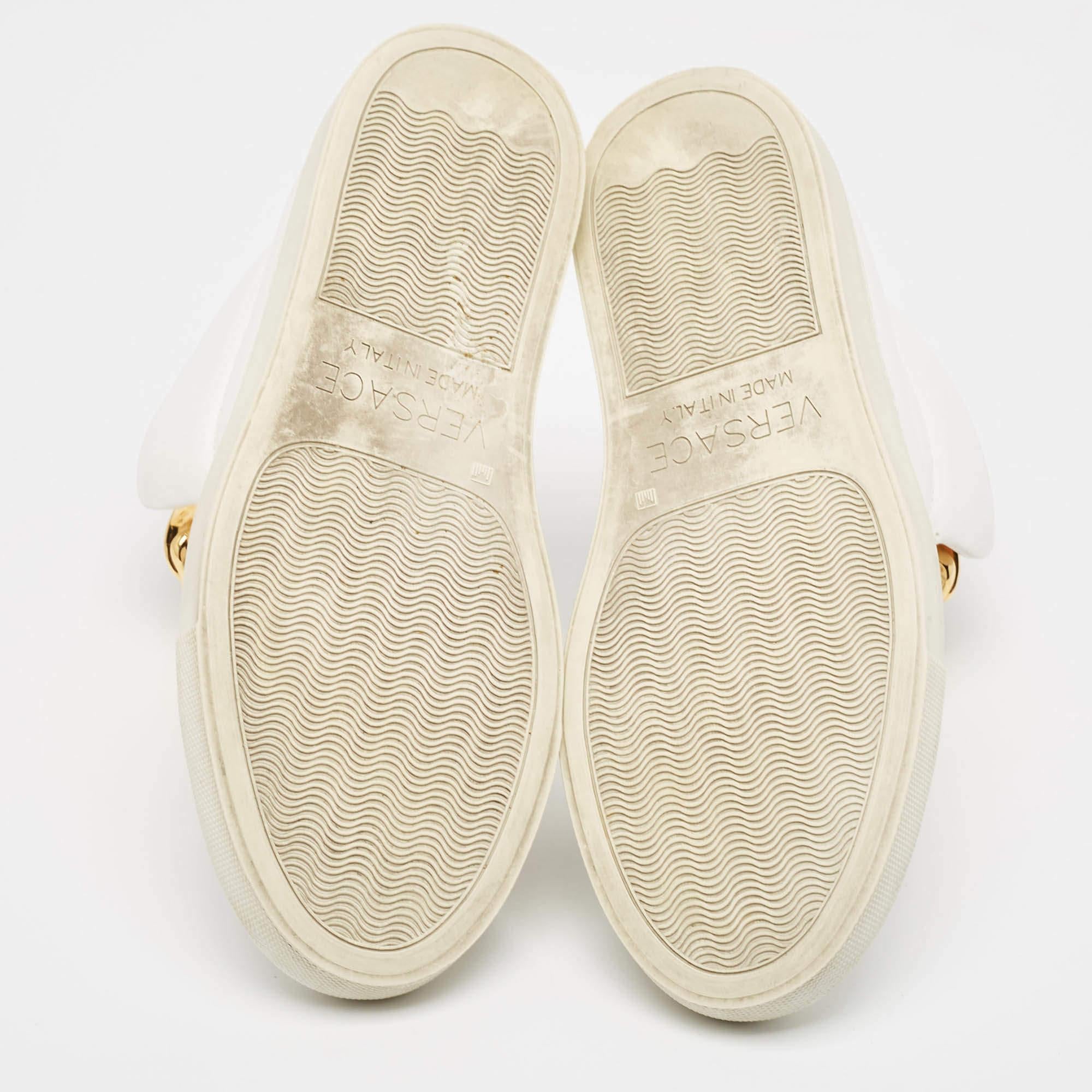 Versace White Leather Palazzo High Top Sneakers Size 36 2