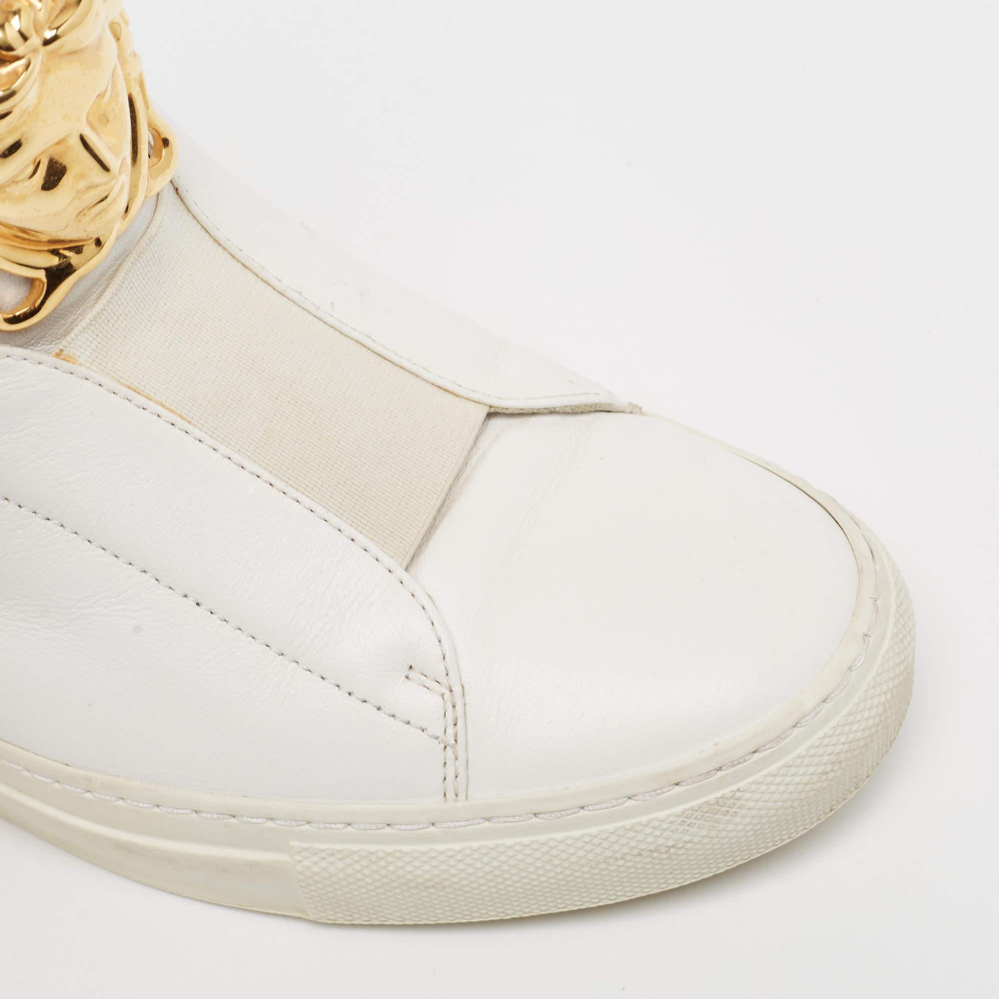 Versace White Leather Palazzo High Top Sneakers Size 36 3