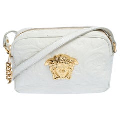 Versace Palazzo en cuir blanc Medusa Camera Crossbody Bag