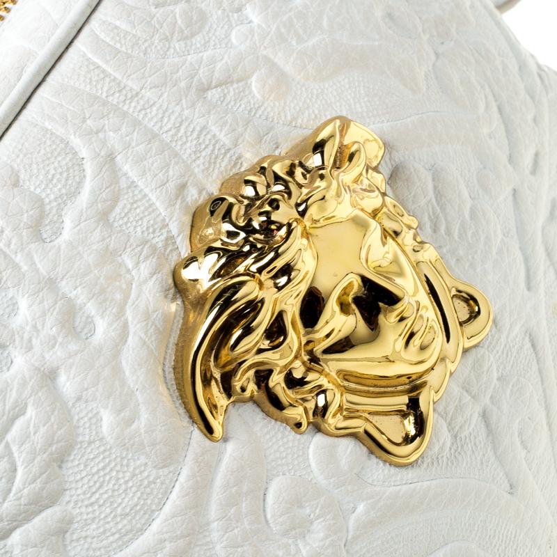 Versace White Leather Palazzo Medussa Crossbody Bag 3