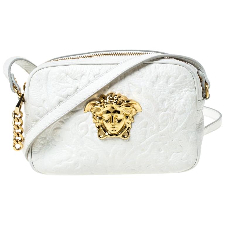 Versace White Leather Palazzo Medussa Crossbody Bag