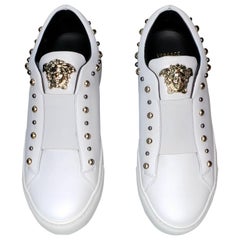 VERSACE WHITE LEATHER SNEAKERS with GOLD 3D MEDUSA 36.5