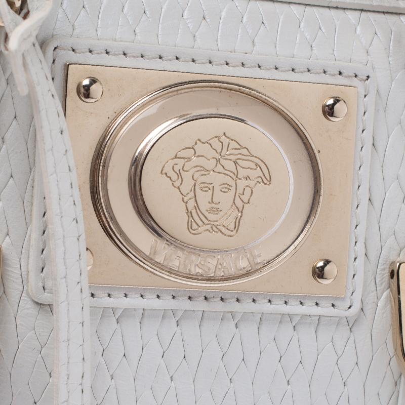 Versace White Leather Studded Satchel 1