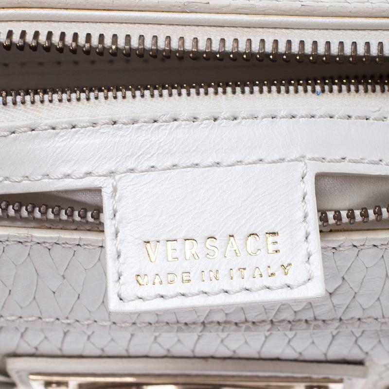 Versace White Leather Studded Satchel 3