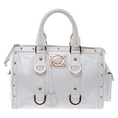 Versace White Leather Studded Satchel