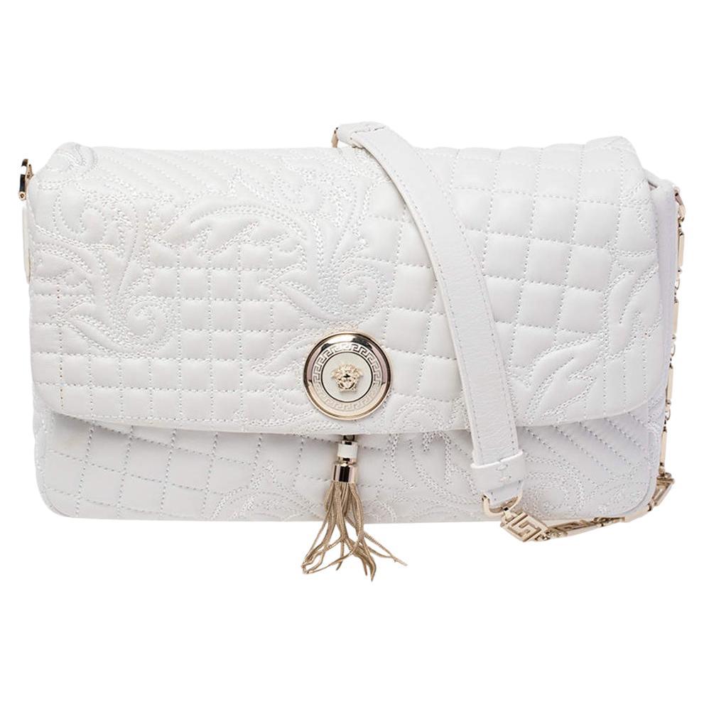 Versace White Leather Vanitas Medea Shoulder Bag